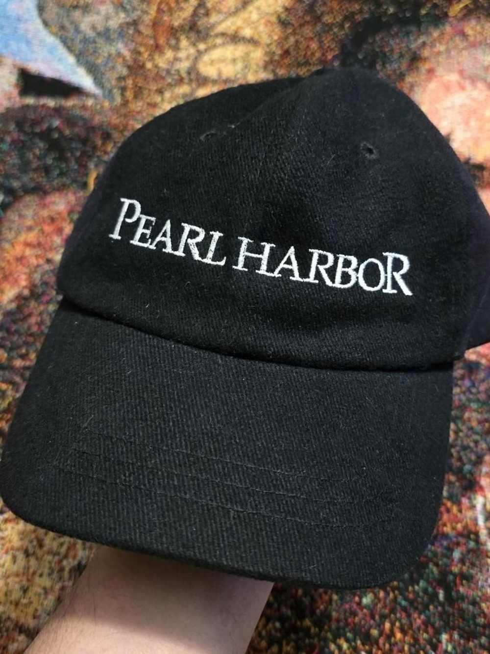 Vintage 2001 Pearl Harbor Black Baseball Hat Cap Adjustable Cloth Strap